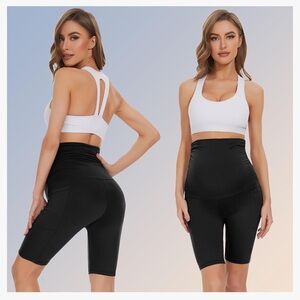 2 Pair Maternity Bike Shorts with Pockets - Large